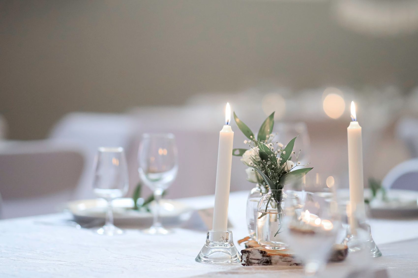 Candles on a set table
